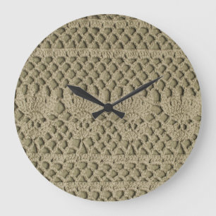 Reloj Redondo Grande Patrón de encaje verde oliva hecho a mano