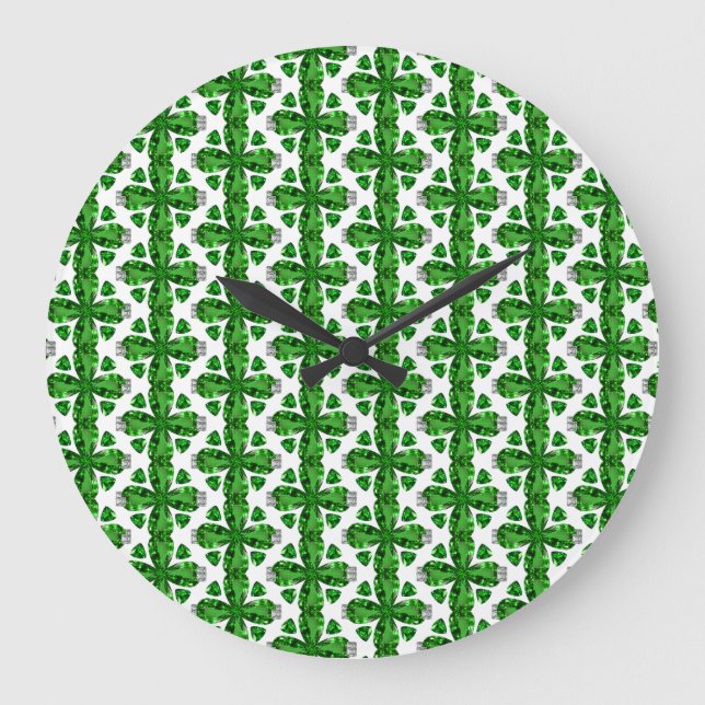 Reloj Redondo Grande Patrón de encantamiento verde (Anverso)