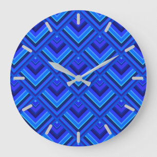 Reloj Redondo Grande Patrón de escala de franjas azules