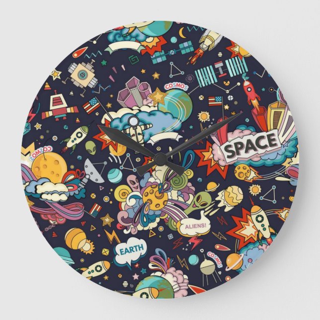 Reloj Redondo Grande Patrón de espacio (Anverso)
