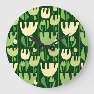 Reloj Redondo Grande Patrón de estilo escandinavo Tulips