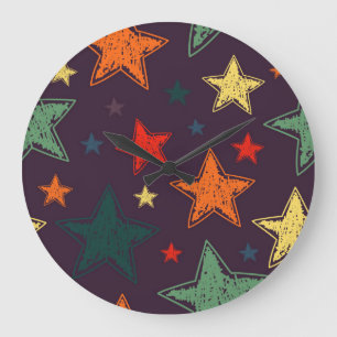 Reloj Redondo Grande Patrón de estrellas