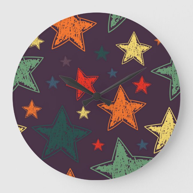 Reloj Redondo Grande Patrón de estrellas (Anverso)