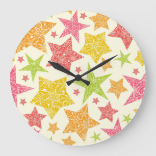 Reloj Redondo Grande Patrón de estrellas