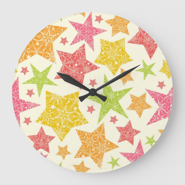Reloj Redondo Grande Patrón de estrellas (Anverso)