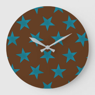 Reloj Redondo Grande Patrón de Estrellas Doradas 16