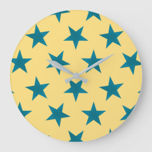 Reloj Redondo Grande Patrón de Estrellas Doradas 18
