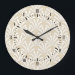 Reloj Redondo Grande Patrón de fans blancos de Art Deco de los años 20<br><div class="desc">Patrón de ventiladores de color blanco estilo Art Deco de los años 20 con números romanos negros.</div>
