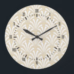 Reloj Redondo Grande Patrón de fans blancos de Art Deco de los años 20<br><div class="desc">Patrón de ventiladores de color blanco estilo Art Deco de los años 20 con números romanos negros.</div>