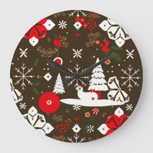 Reloj Redondo Grande Patrón de fiestas de nieve