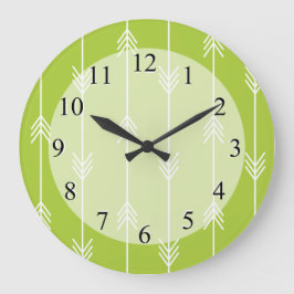 Reloj Redondo Grande Patrón de flecha verde primavera