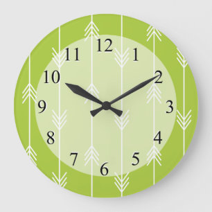Reloj Redondo Grande Patrón de flecha verde primavera