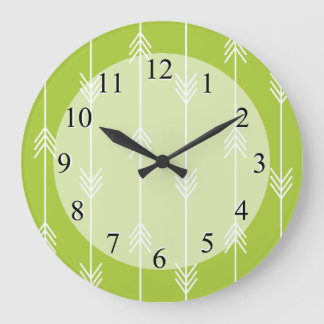 Reloj Redondo Grande Patrón de flecha verde primavera