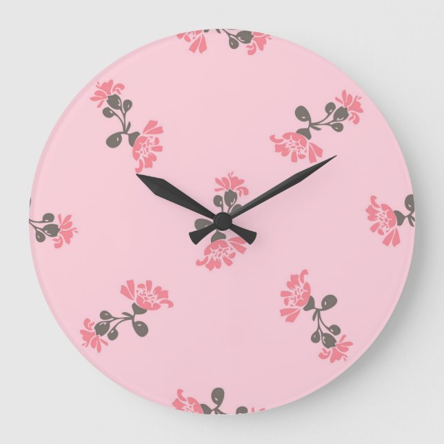 Reloj Redondo Grande Patrón de flor (Anverso)