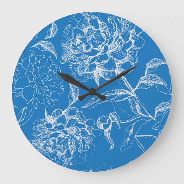 Reloj Redondo Grande Patrón de flor (Anverso)