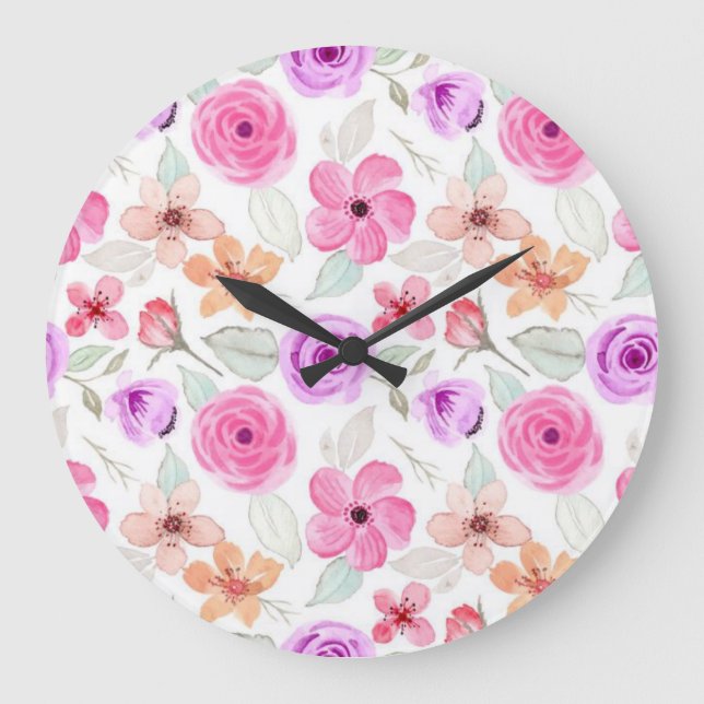 Reloj Redondo Grande Patrón de flor (Anverso)