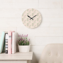 Reloj Redondo Grande Patrón de flor del Retro Verde Rosa Y2K 70