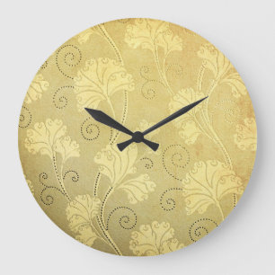 Reloj Redondo Grande Patrón de flor vintage Grunge.