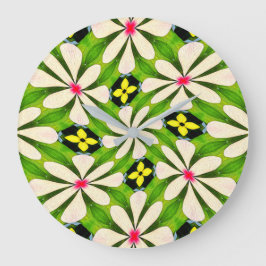 Reloj Redondo Grande Patrón de flores estéticas