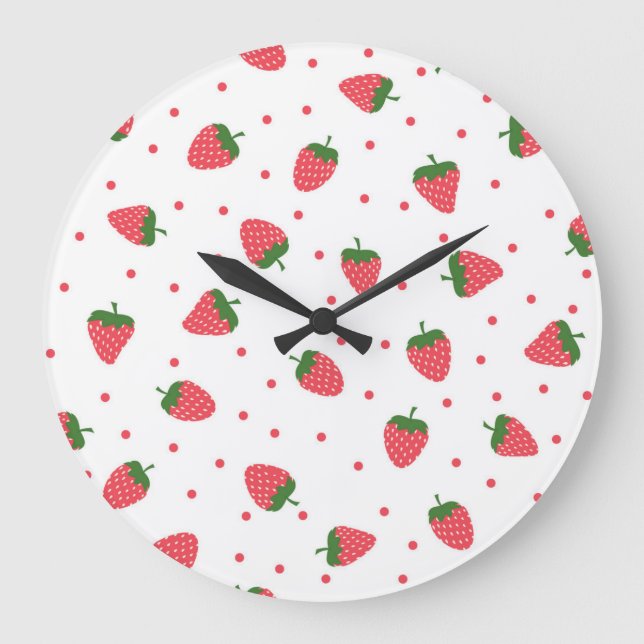 Reloj Redondo Grande Patrón de fresa (Anverso)