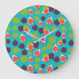 Reloj Redondo Grande Patrón de frutas de verano de la pesca mediterráne