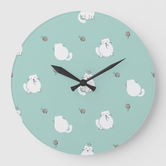 Reloj Redondo Grande Patrón de gato (Anverso)