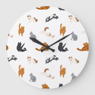Reloj Redondo Grande Patrón de gato