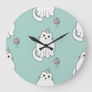 Reloj Redondo Grande Patrón de gato