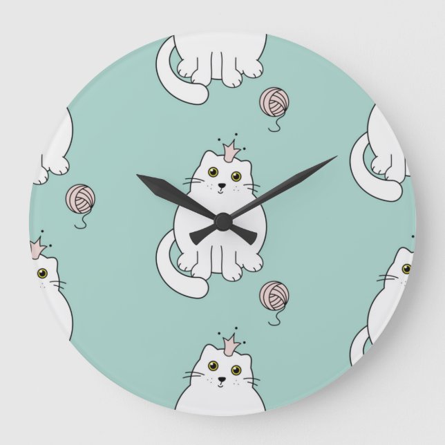 Reloj Redondo Grande Patrón de gato (Anverso)