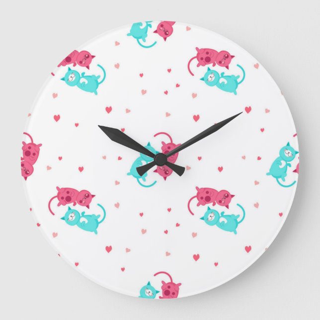 Reloj Redondo Grande Patrón de gato (Anverso)