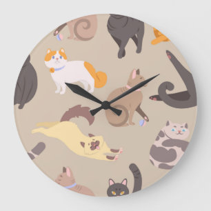 Reloj Redondo Grande Patrón de gato