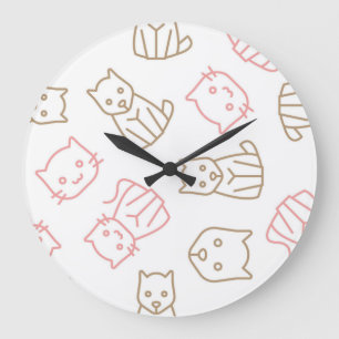 Reloj Redondo Grande Patrón de gato