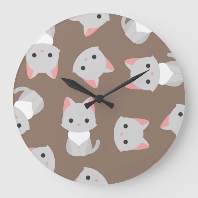 Reloj Redondo Grande Patrón de gato (Anverso)