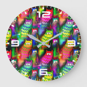 Reloj Redondo Grande Patrón de gatos divertidos-54578