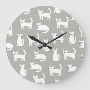 Reloj Redondo Grande Patrón de gatos lindos y sin inconveniente, diseño