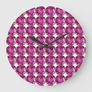 Reloj Redondo Grande Patrón de gemas rosados