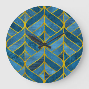Reloj Redondo Grande Patrón de grifo azul dorado