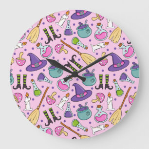 Reloj Redondo Grande Patrón de Halloween