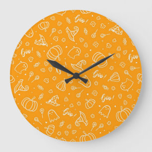 Reloj Redondo Grande Patrón de Halloween