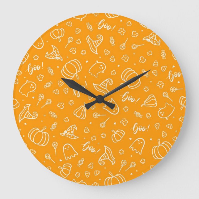 Reloj Redondo Grande Patrón de Halloween (Anverso)