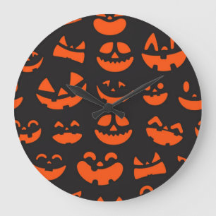 Reloj Redondo Grande Patrón de Halloween