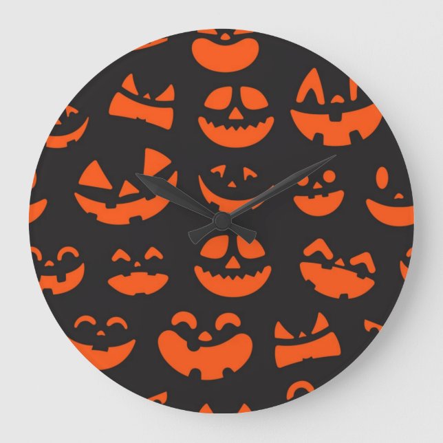 Reloj Redondo Grande Patrón de Halloween (Anverso)