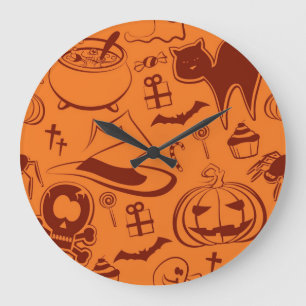 Reloj Redondo Grande Patrón de Halloween