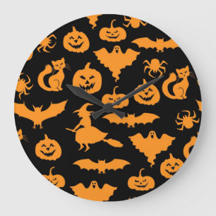 Reloj Redondo Grande Patrón de Halloween
