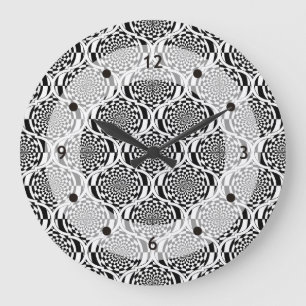 Reloj Redondo Grande Patrón de hipnosis blanco negro + tus ideas