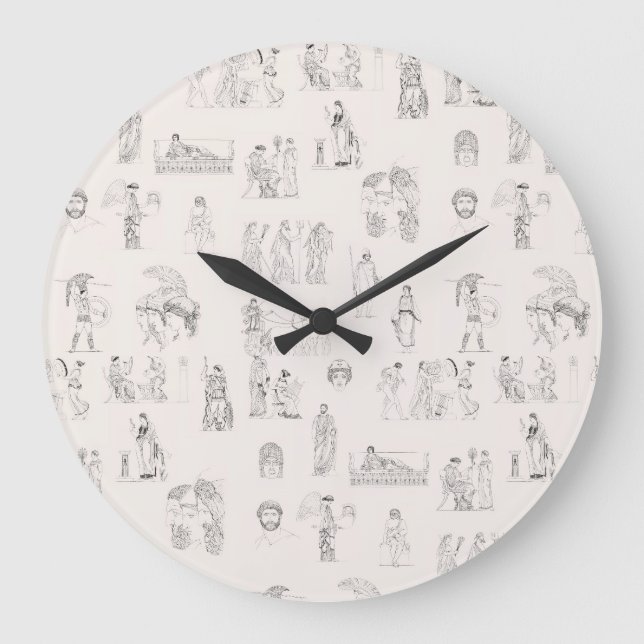 Reloj Redondo Grande Patrón de historia griega clásica de la Antigua Gr (Anverso)