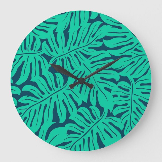 Reloj Redondo Grande Patrón de hojas (Anverso)