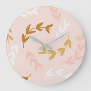 Reloj Redondo Grande Patrón de hojas 4