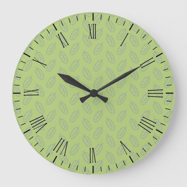 Reloj Redondo Grande Patrón de hojas escandinavas (Anverso)