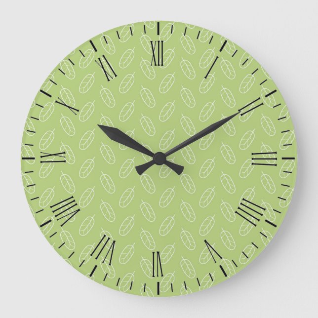Reloj Redondo Grande Patrón de Hojas Silenciadas (Anverso)